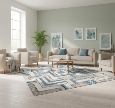 Tapis vinyle salon carreaux bois rustiques - TenStickers