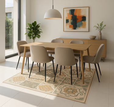 Tapis vinyle salon carreaux de ciment de différentes tailles - TenStickers