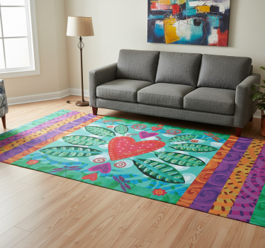 Tapis vinyle salon cœur rouge coloré - TenStickers