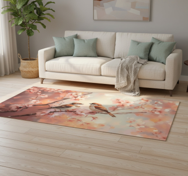 Tapis vinyle salon deux oiseaux sur une branche - TenStickers