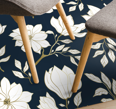 Tapis vinyle salon fleurs de magnolia élégantes - TenStickers