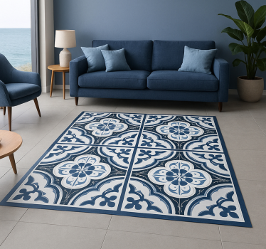 Tapis vinyle salon majorica bleue portugaise - TenStickers
