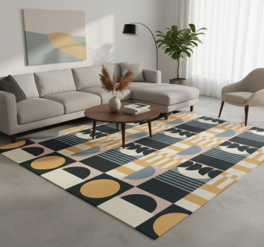 Tapis vinyle salon motif moderne abstrait - TenStickers