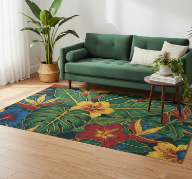Tapis vinyle salon plante exotique - TenStickers