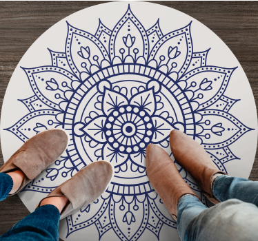 Tapis vinyle salon rond motif mandala - TenStickers
