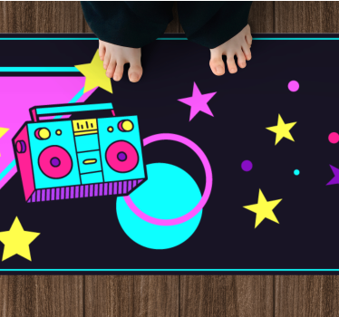 Tapis vinyle vintage graphique boombox coloré - TenStickers