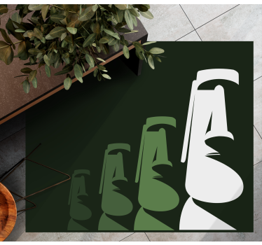 Tapis vinyle salon contour des statues moai - TenStickers