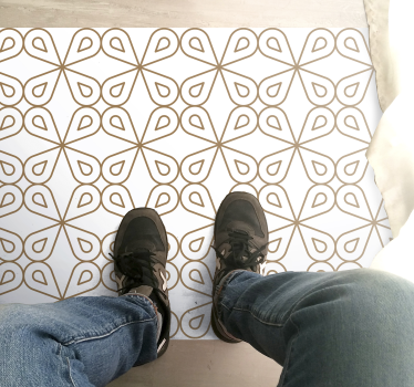 Tapis vinyle carreaux de ciment motif de feuille subtil - TenStickers
