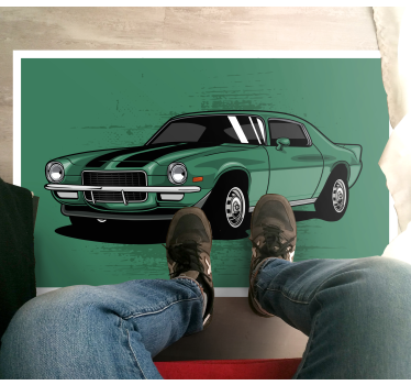 Tapis vinyle route vue de voiture classique - TenStickers