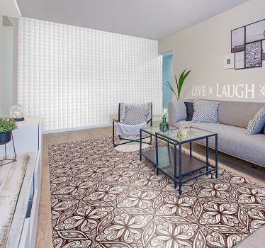 Tapis vinyle rétro motif floral marron - TenStickers