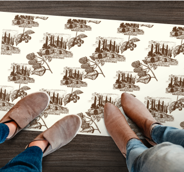 Tapis vinyle vintage scène beige élégante - TenStickers