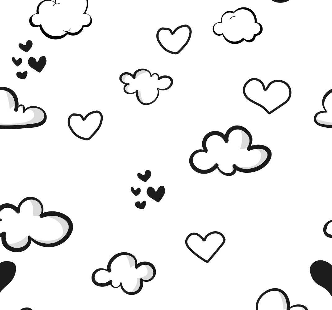 Tapis vinyle blanc nuages et coeurs - TenStickers