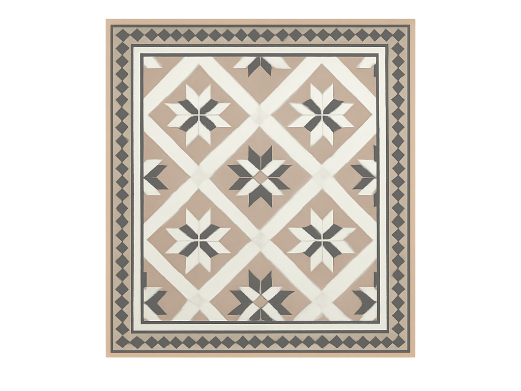 Tapis vinyle carreaux de ciment style marocain beige - TenStickers