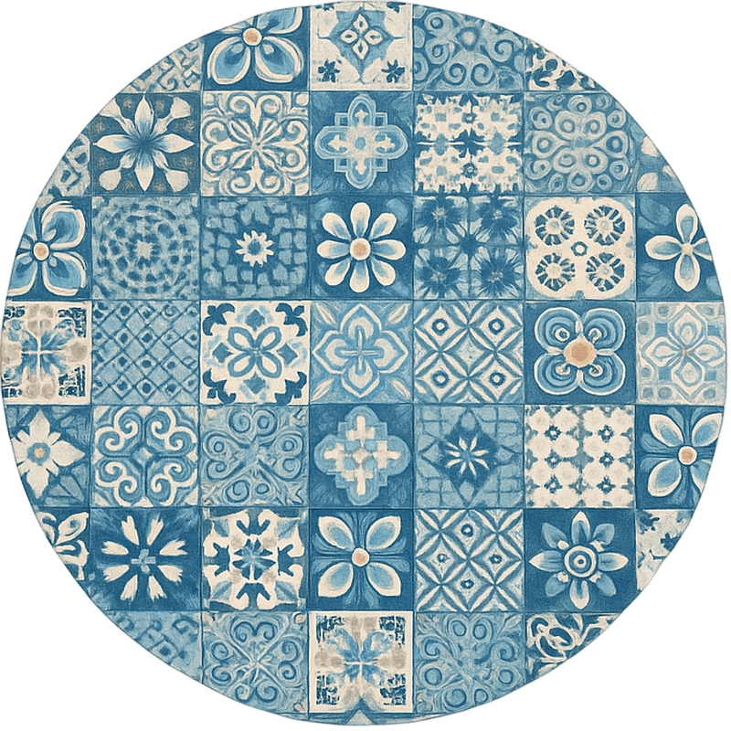 Tapis vinyle bleu carreaux de mosaïque circulaires - TenStickers