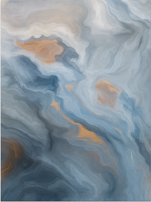 Tapis vinyle marbre nuances bleu ambré - TenStickers