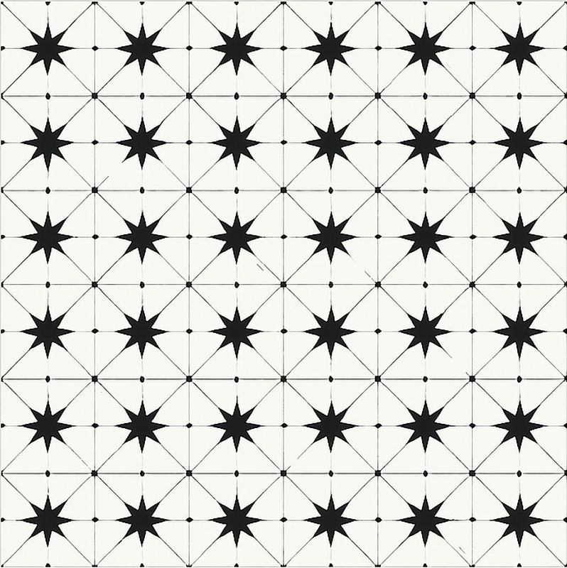 Tapis vinyle salle a manger motif étoile encaustique - TenStickers