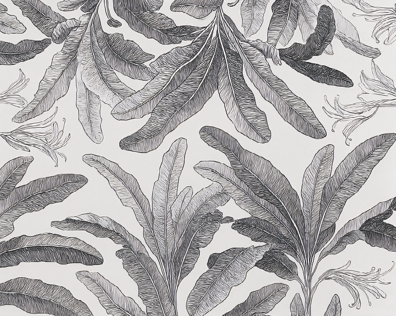 Tapis vinyle cuisine palmiers gris élégants - TenStickers