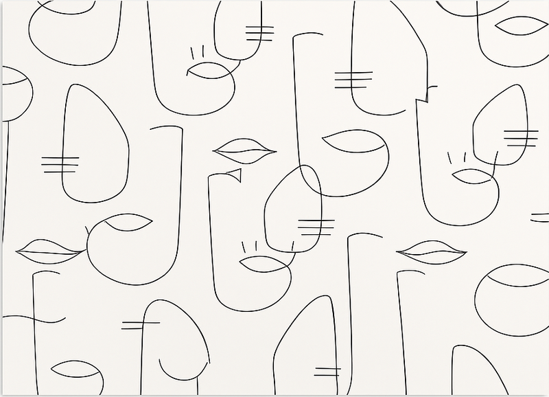 Tapis vinyle cuisine visages abstraits - TenStickers