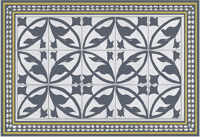 Tapis vinyle salon effet carreaux de ciment - TenStickers