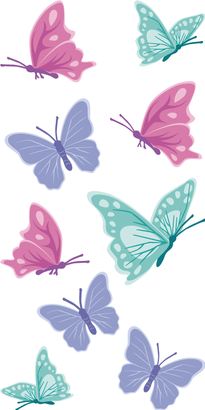 Tapis vinyle animal papillons couleur pastel - TenStickers