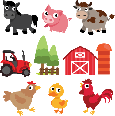 Tapis vinyle animal ferme colorée - TenStickers