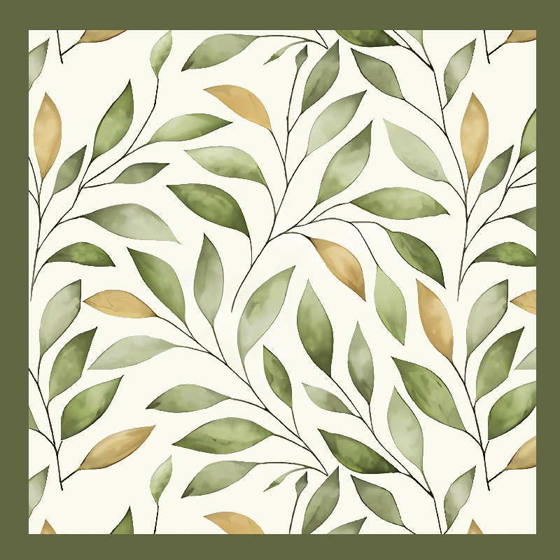 Tapis vinyle cuisine chemin de feuilles aquarelle - TenStickers