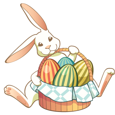 Tapis vinyle animal lapin de pâques avec panier - TenStickers