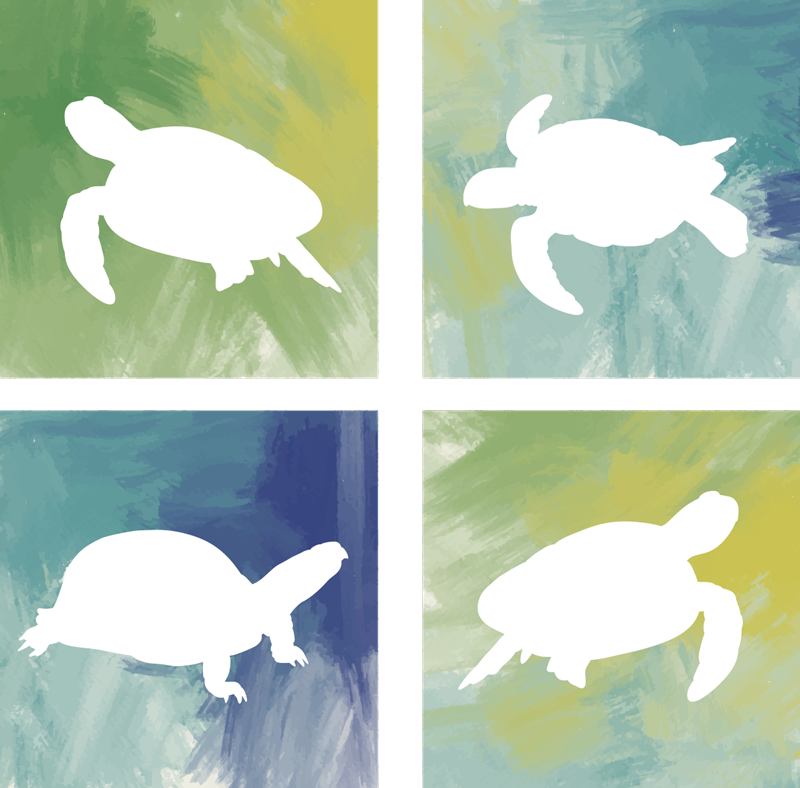 Tapis vinyle animal carreaux de tortue colorés - TenStickers