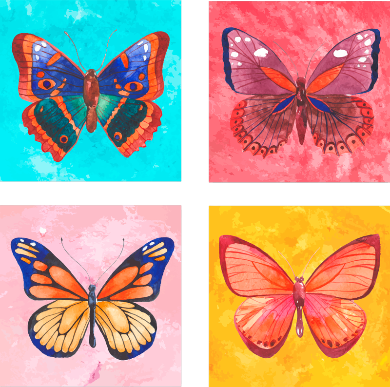 Tapis vinyle animal carreaux papillons multicolores - TenStickers