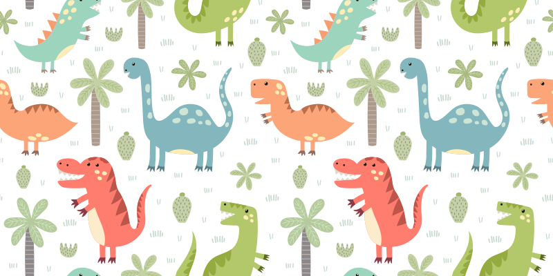 Tapis vinyle animal dinosaure heureux - TenStickers