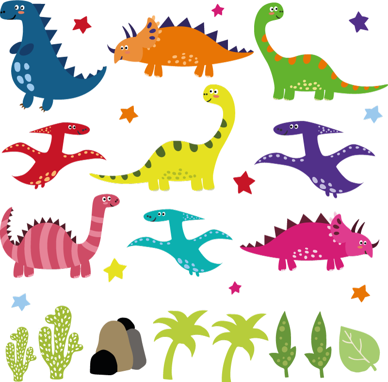 Tapis vinyle animal dinosaure coloré nordique - TenStickers