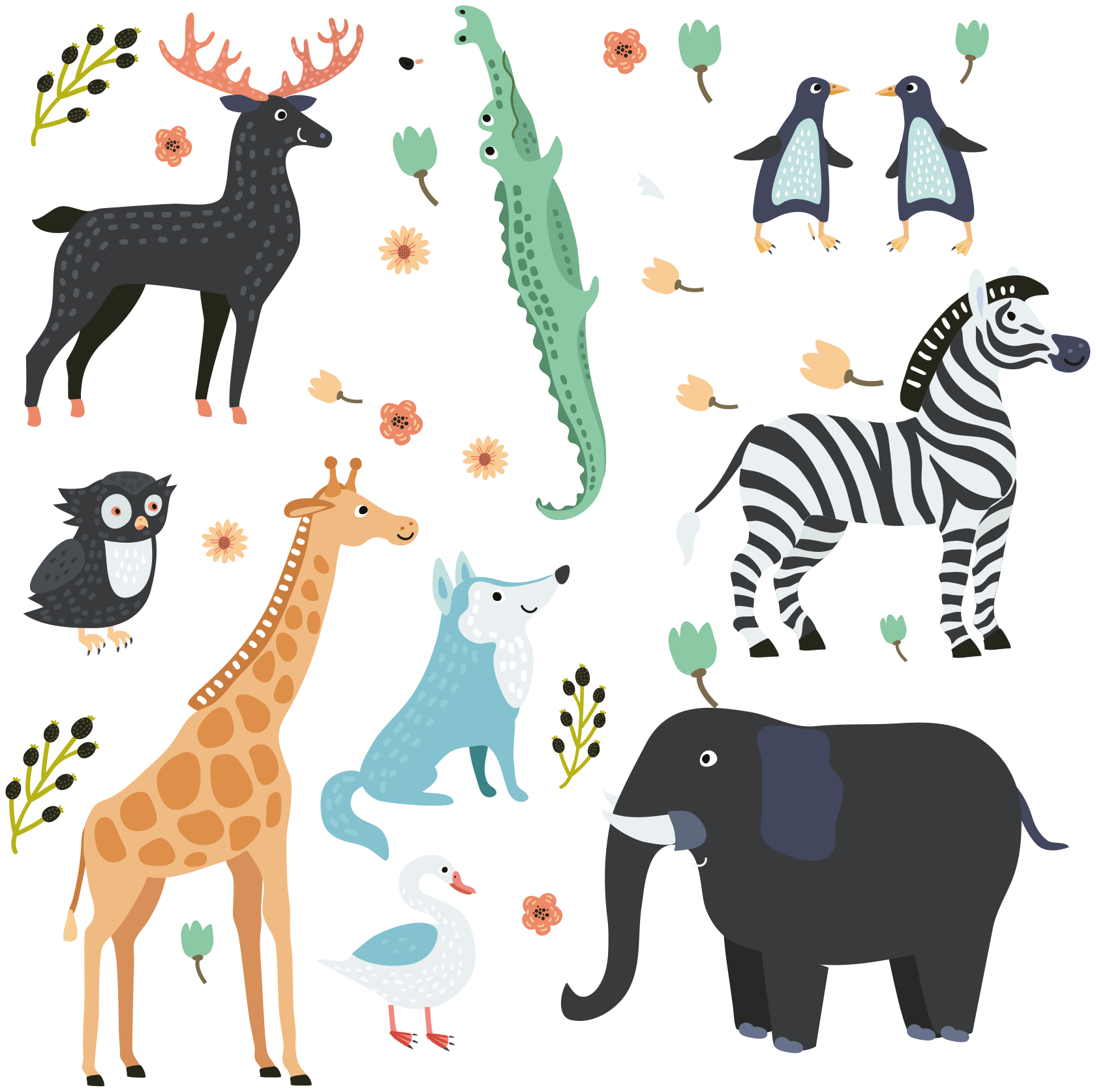 Tapis vinyle animal animaux heureux au parc - TenStickers