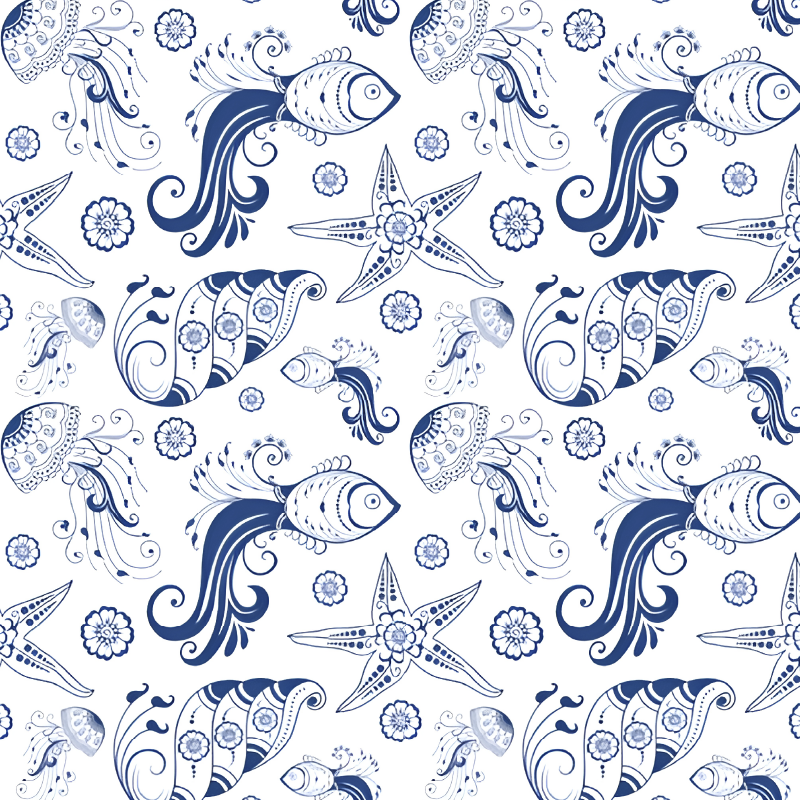 Tapis vinyle animal vie marine ornementale - TenStickers
