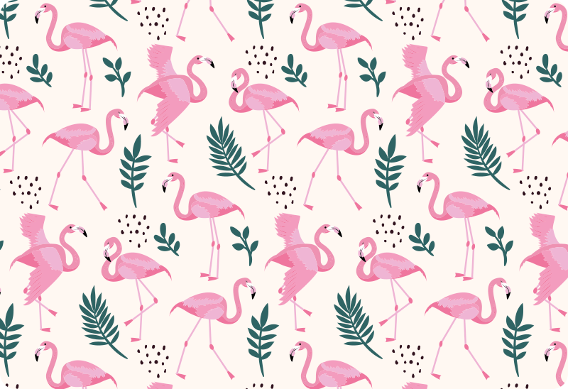Tapis vinyle animal motif flamant avec feuilles variées - TenStickers