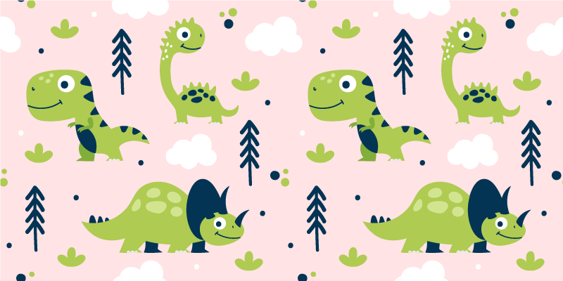 Tapis vinyle animal petits dinosaures verts - TenStickers