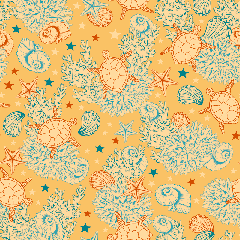 Tapis vinyle animal vie marine couleurs douces - TenStickers