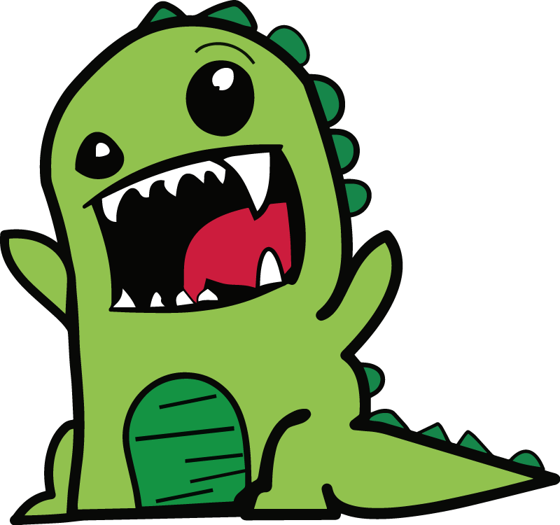 Tapis vinyle animal doodle dinosaure vert effrayant - TenStickers