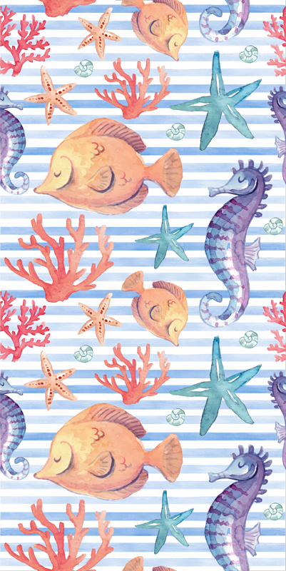 Tapis vinyle animal carreaux de la vie marine - TenStickers