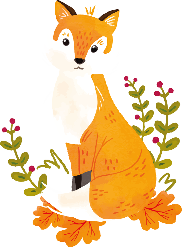 Tapis vinyle animal renard aquarelle - TenStickers