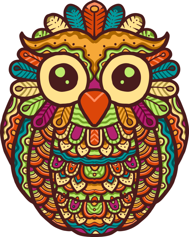 Tapis vinyle animal hibou coloré et vibrant - TenStickers