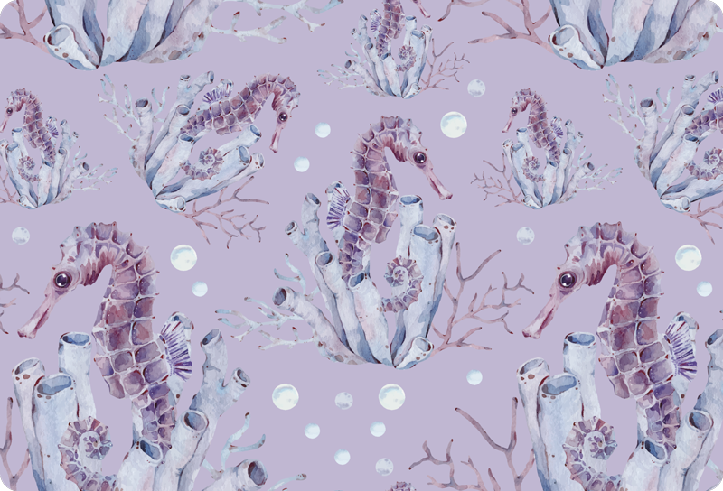 Tapis vinyle animal hippocampe aquarelle - TenStickers