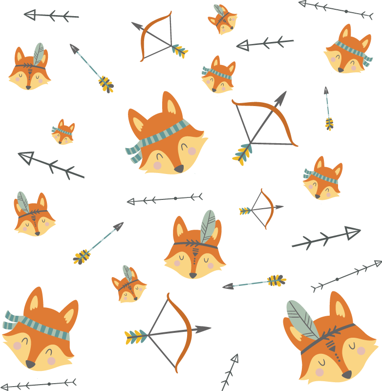 Tapis vinyle animal ensemble de renards et flèches - TenStickers