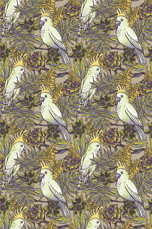 Tapis vinyle animal perroquets amazonien scandinave - TenStickers