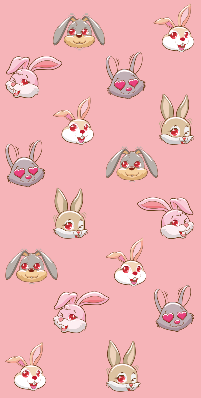 Tapis vinyle animal visages de lapins mignons - TenStickers
