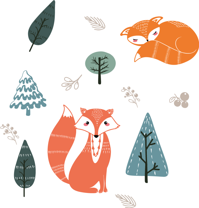 Tapis vinyle animal designs de renard fantaisistes - TenStickers