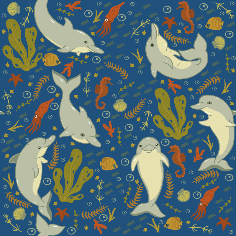 Tapis vinyle animal vie marine ludique - TenStickers