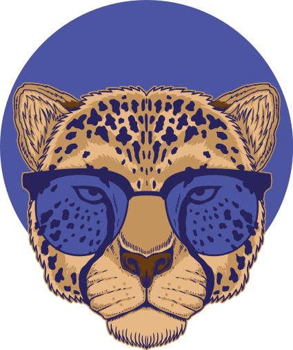 Tapis vinyle animal léopard avec lunettes - TenStickers