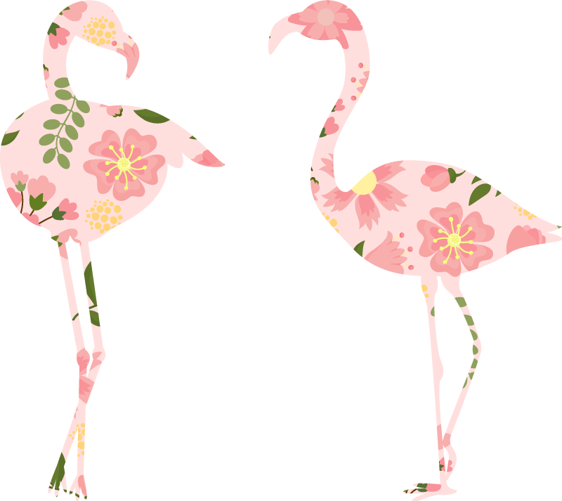 Tapis vinyle animal motif floral flamant rose - TenStickers