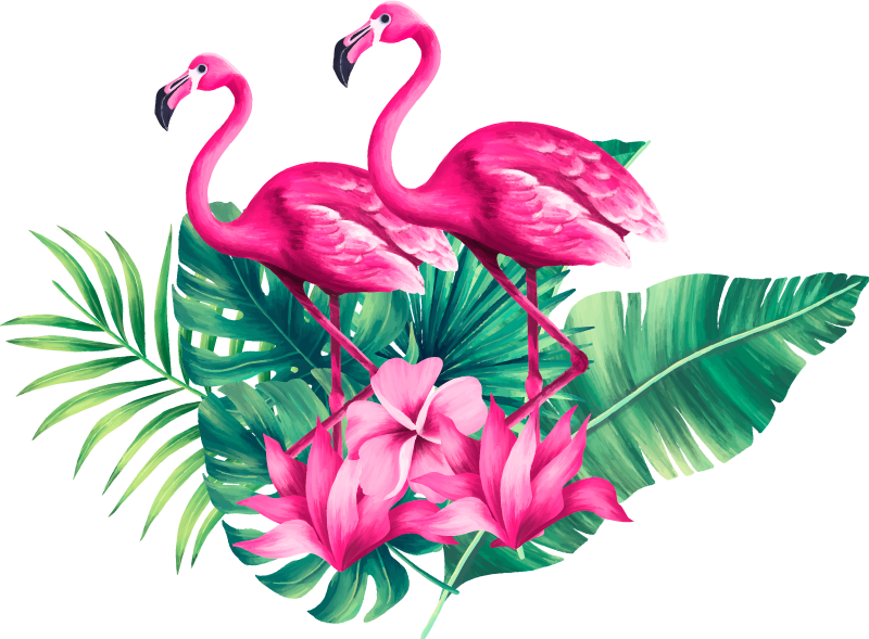 Tapis vinyle animal flamants et feuillage - TenStickers