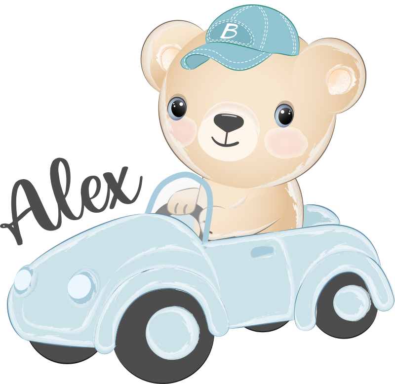 Tapis vinyle animal ourson conducteur mignon - TenStickers